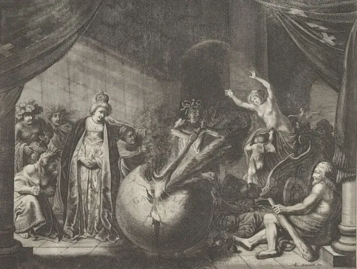 Framed Print : Plate 9: Allegory on the Discord in France, from Caspar Barlaeus Framed Print : Plate 9: Allegory on the Discord in France, from Caspar Barlaeus