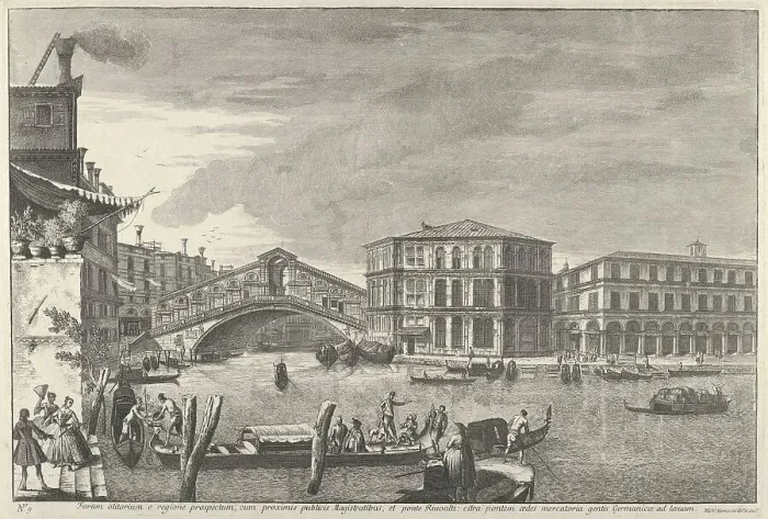 Framed Print : Plate 9: the bridge and market of the Rialto, Venice, from Views of Venice (Magnificenti... 1741. Creator: Michele Marieschi) Framed Print : Plate 9: the bridge and market of the Rialto, Venice, from Views of Venice (Magnificenti... 1741. Creator: Michele Marieschi)