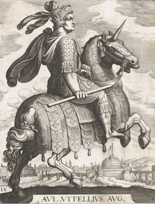 Framed Print : Plate 9: Emperor Vitellius on Horseback, from The First Twelve Roman Caesars after Te Framed Print : Plate 9: Emperor Vitellius on Horseback, from The First Twelve Roman Caesars after Te