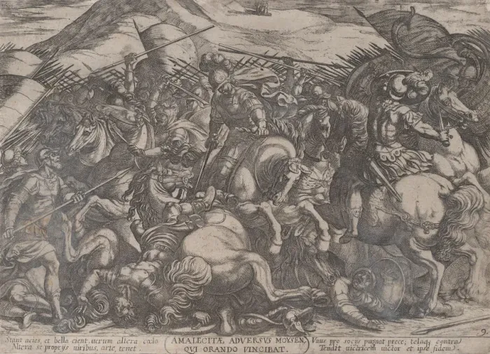Framed Print : Plate 9: The Israelites Battling the Amalekites, from The Battles of the Old... ca Framed Print : Plate 9: The Israelites Battling the Amalekites, from The Battles of the Old... ca