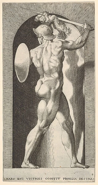 Plate 9: Mars in a niche, holding a sword above his head with his right arm