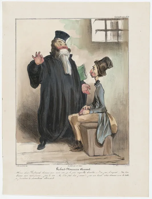 Framed Print : Plate 9: Robert Macaire Avocat, 1838. Creator: Honore Daumier