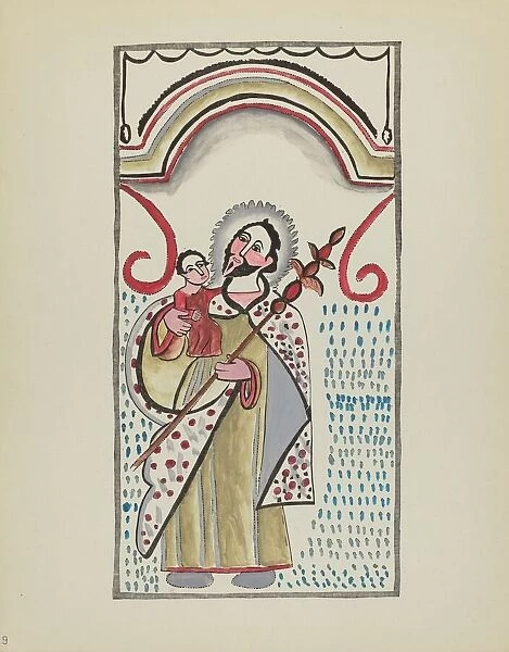 Plate 9: Saint Joseph & Child: From Portfolio 'Spanish Colonial Designs of New Mexico', 1935  /  1942. Creator: Unknown