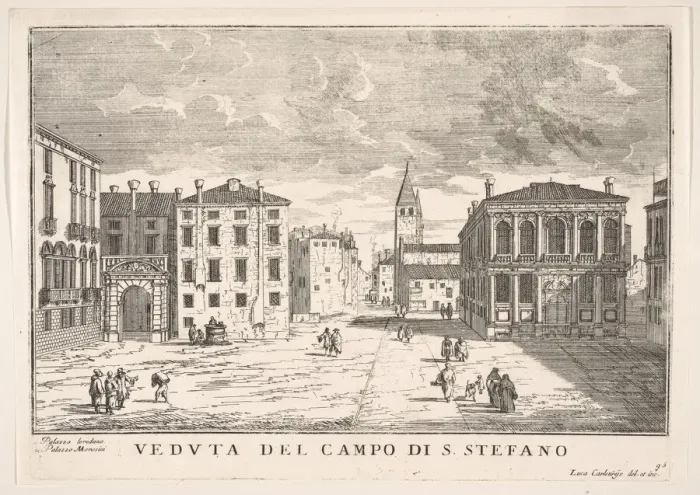 Framed Print : Plate 95: View of Campo Santo Stefano with the Loredan Palace and Morosini Palace, Venice Framed Print : Plate 95: View of Campo Santo Stefano with the Loredan Palace and Morosini Palace, Venice