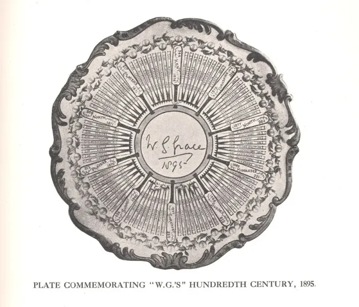 Framed Print : Plate commemorating WG Graces hundreth century, 1895 (1912) Framed Print : Plate commemorating WG Graces hundreth century, 1895 (1912)