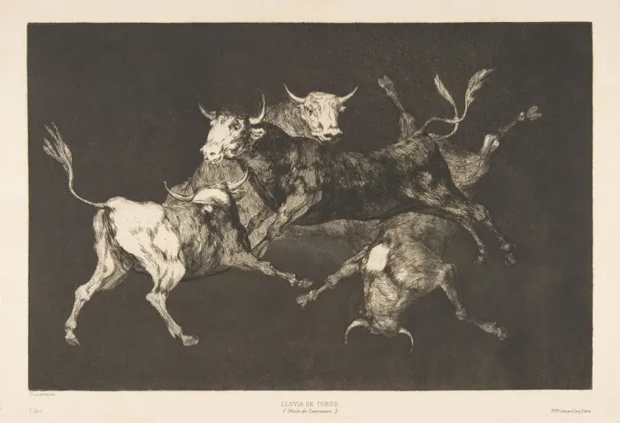 Framed Print : Plate D from the Disparates : Fools- or Little Bulls - folly, ca Framed Print : Plate D from the Disparates : Fools- or Little Bulls - folly, ca