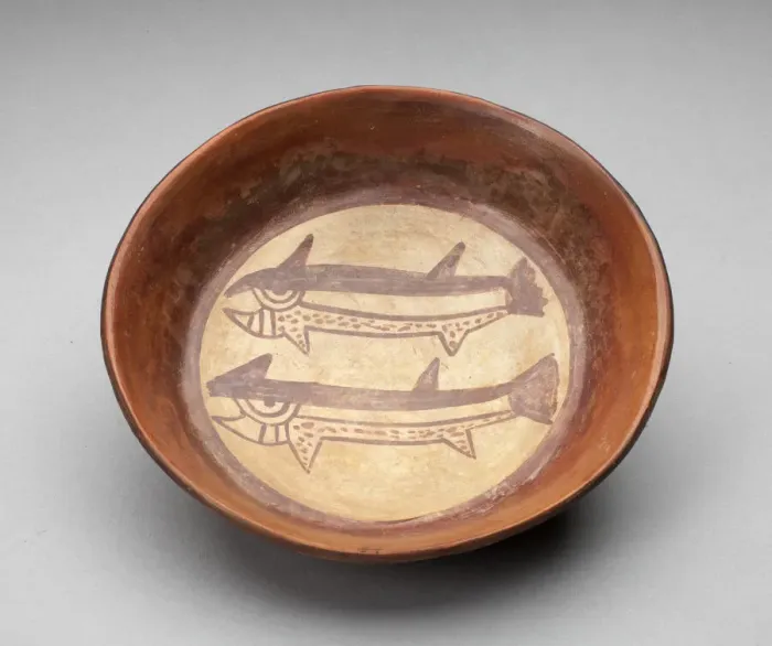 Framed Print : Plate Depicting a Pair of Fish or Sharks in Interior, 180 B. C. / A. D. 500. Creator: Unknown Framed Print : Plate Depicting a Pair of Fish or Sharks in Interior, 180 B. C. / A. D. 500. Creator: Unknown