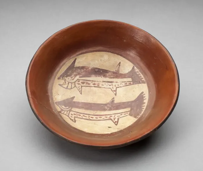 Framed Print : Plate Depicting a Pair of Sharks on its Interior, 180 B. C. / A. D. 500. Creator: Unknown Framed Print : Plate Depicting a Pair of Sharks on its Interior, 180 B. C. / A. D. 500. Creator: Unknown