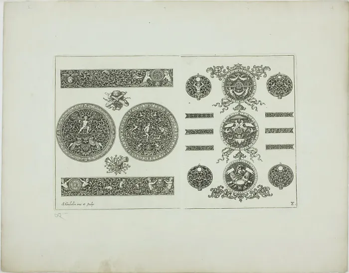 Framed Print : Plate Eight, from Book of Ornament, 1704. Creator: Simon Gribelin Framed Print : Plate Eight, from Book of Ornament, 1704. Creator: Simon Gribelin