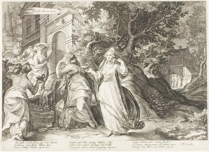 Framed Print : Plate Five, from Five Wise and Five Foolish Virgins, 1606. Creator: Jan Saenredam Framed Print : Plate Five, from Five Wise and Five Foolish Virgins, 1606. Creator: Jan Saenredam
