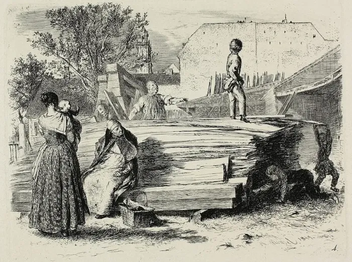 Framed Print : Plate four, from Radierversuche, 1844. Creator: Adolph Menzel Framed Print : Plate four, from Radierversuche, 1844. Creator: Adolph Menzel