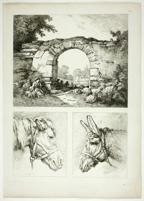 Framed Print : Plate Fourteen of 38 from Oeuvres de J. B. Huet, 1796–99. Creator: Jean Baptiste Marie Huet Framed Print : Plate Fourteen of 38 from Oeuvres de J. B. Huet, 1796–99. Creator: Jean Baptiste Marie Huet