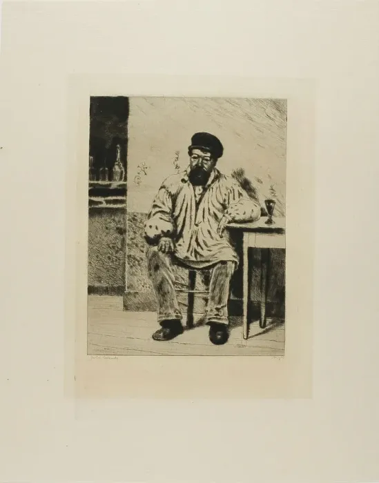Framed Print : Plate from l'Assommoir (bearded man seated at table), 1878. Creator: Gaston la Touche Framed Print : Plate from l'Assommoir (bearded man seated at table), 1878. Creator: Gaston la Touche