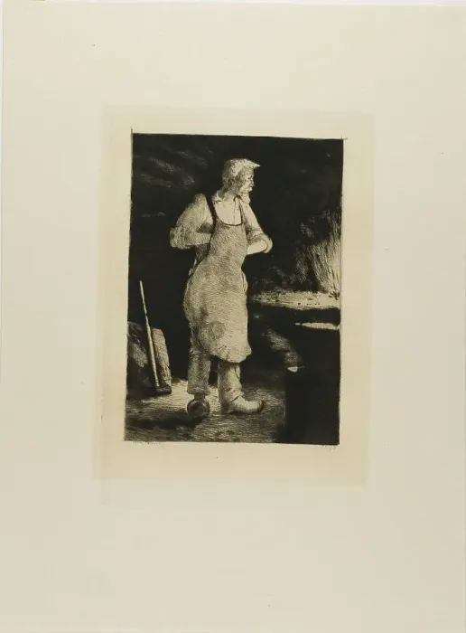 Framed Print : Plate from l'Assommoir (blacksmith), 1878. Creator: Gaston la Touche