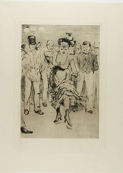 Plate from l'Assommoir (dancing woman with circle of onlookers), 1879. Creator: Gaston la Touche