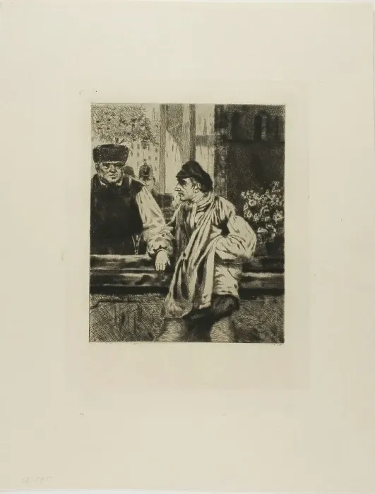 Framed Print : Plate from l'Assommoir (man leaning on bar), 1878. Creator: Gaston la Touche Framed Print : Plate from l'Assommoir (man leaning on bar), 1878. Creator: Gaston la Touche