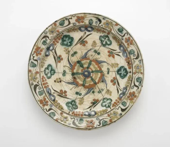 Framed Print : Plate with low foot, Safavid period, early 17th century. Creator: Unknown Framed Print : Plate with low foot, Safavid period, early 17th century. Creator: Unknown