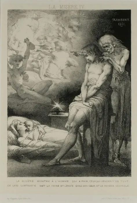 Framed Print : Plate Four from Misery, 1851. Creator: Charles Rambert Framed Print : Plate Four from Misery, 1851. Creator: Charles Rambert