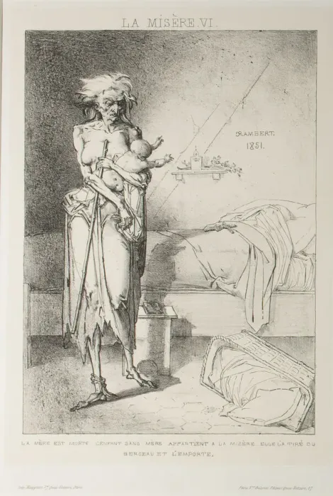 Framed Print : Plate Six from Misery, 1851. Creator: Charles Rambert Framed Print : Plate Six from Misery, 1851. Creator: Charles Rambert