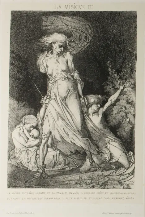 Framed Print : Plate Three from Misery, 1851. Creator: Charles Rambert Framed Print : Plate Three from Misery, 1851. Creator: Charles Rambert