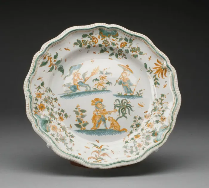 Framed Print : Plate, Moustiers-Sainte Marie, c. 1740 / 50. Creator: Olerys and Laugier Manufactory Framed Print : Plate, Moustiers-Sainte Marie, c. 1740 / 50. Creator: Olerys and Laugier Manufactory