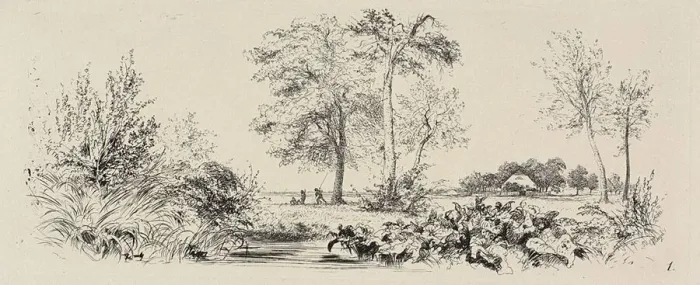 Framed Print : Plate one, from Radierversuche, 1843, published 1844. Creator: Adolph Menzel Framed Print : Plate one, from Radierversuche, 1843, published 1844. Creator: Adolph Menzel