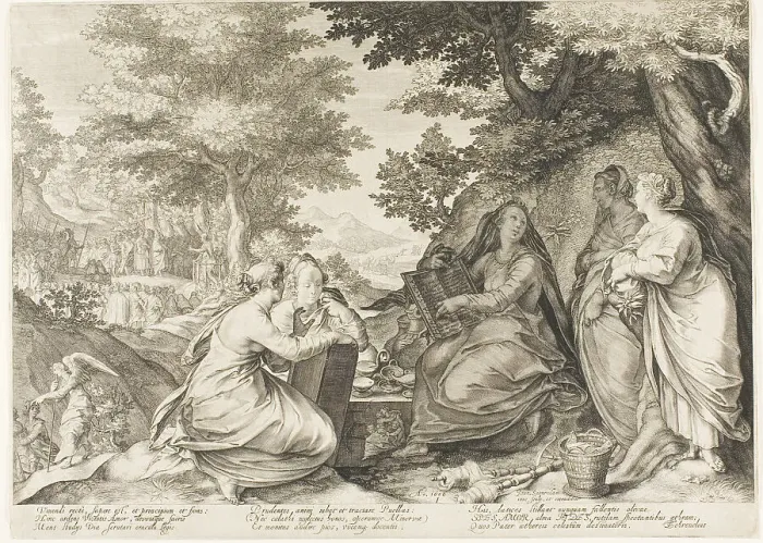 Framed Print : Plate One, from Five Wise and Five Foolish Virgins, 1606. Creator: Jan Saenredam Framed Print : Plate One, from Five Wise and Five Foolish Virgins, 1606. Creator: Jan Saenredam