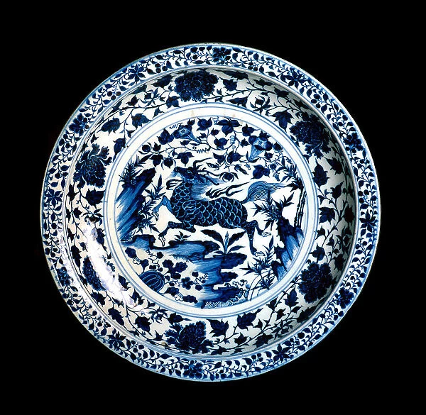 Plate with a qilin, ca 1350. Creator: The Oriental Applied Arts