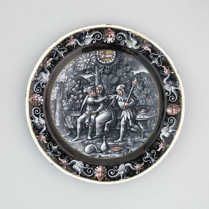 Framed Print : Plate with Scene of the Month of April, Limoges, 1500 / 1600 Framed Print : Plate with Scene of the Month of April, Limoges, 1500 / 1600
