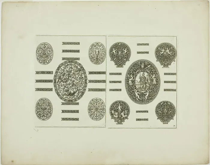 Framed Print : Plate Seven, from Book of Ornament, 1704. Creator: Simon Gribelin Framed Print : Plate Seven, from Book of Ornament, 1704. Creator: Simon Gribelin