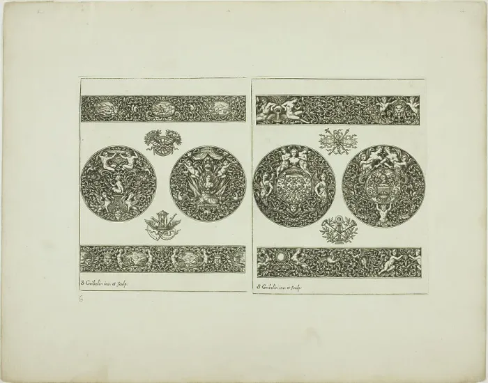 Framed Print : Plate Six, from Book of Ornament, 1704. Creator: Simon Gribelin Framed Print : Plate Six, from Book of Ornament, 1704. Creator: Simon Gribelin