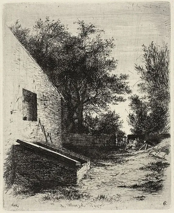 Framed Print : Plate six, from Radierversuche, 1843, published 1844. Creator: Adolph Menzel Framed Print : Plate six, from Radierversuche, 1843, published 1844. Creator: Adolph Menzel