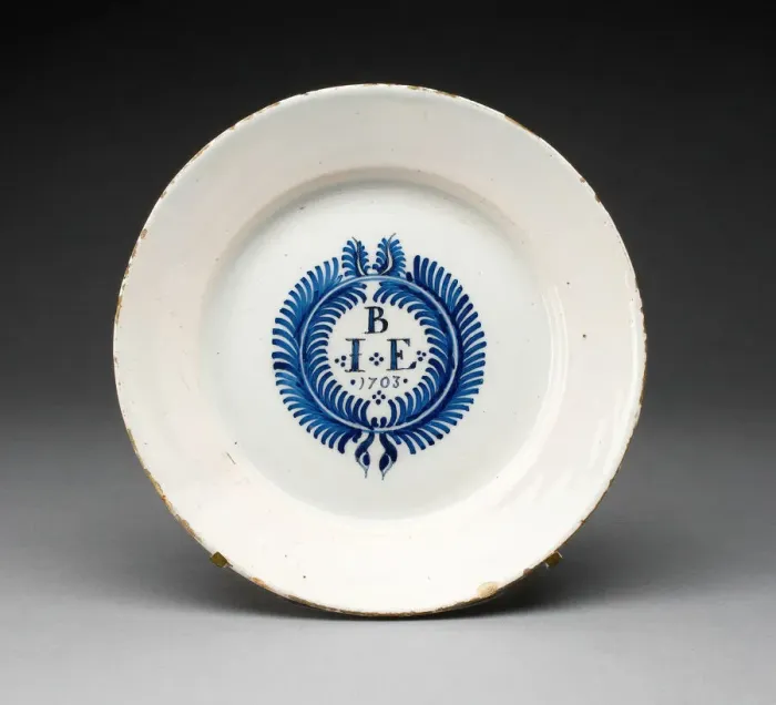 Framed Print : Plate, Staffordshire, 1703. Creator: Staffordshire Potteries Framed Print : Plate, Staffordshire, 1703. Creator: Staffordshire Potteries