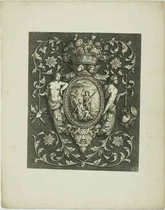 Framed Print : Plate Ten, from A New Book of Ornaments, 1704. Creator: Simon Gribelin Framed Print : Plate Ten, from A New Book of Ornaments, 1704. Creator: Simon Gribelin