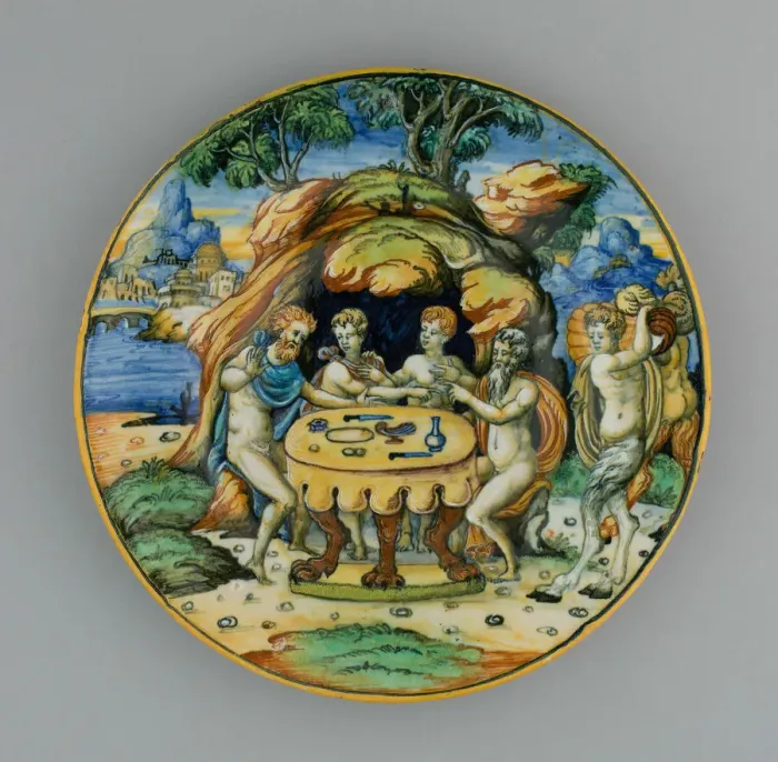 Framed Print : Plate with Theseus in the House of Achelous, from the Lancierini Service, Italy, 1540 / 50 Framed Print : Plate with Theseus in the House of Achelous, from the Lancierini Service, Italy, 1540 / 50