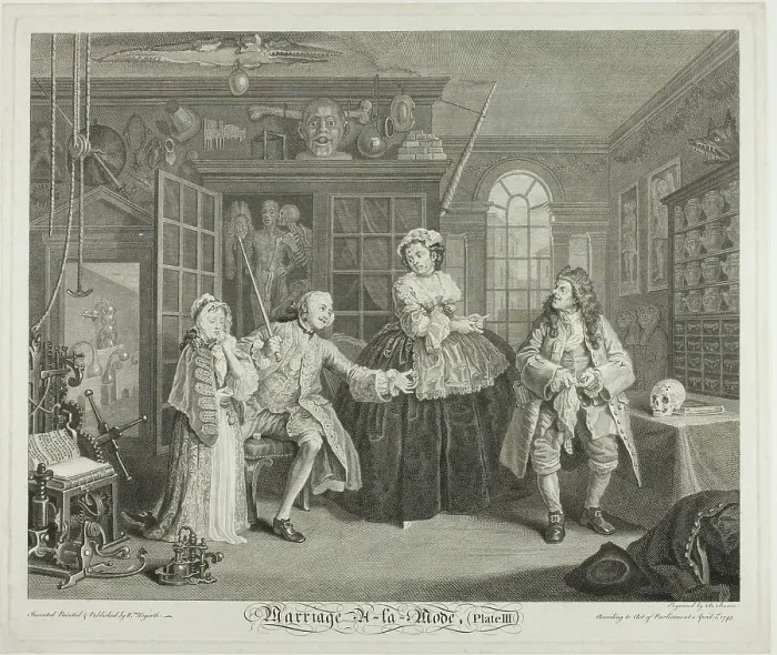 Framed Print : Plate Three, from Marriage à la Mode, 1746. Creator: Bernard Baron Framed Print : Plate Three, from Marriage à la Mode, 1746. Creator: Bernard Baron