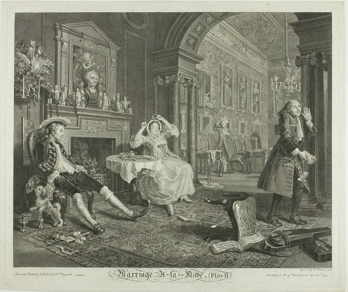Framed Print : Plate Two, from Marriage a la Mode, 1745. Creator: Bernard Baron