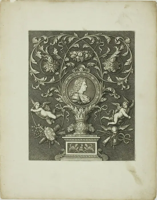 Framed Print : Plate Two, from A New Book of Ornaments, 1704. Creator: Simon Gribelin
