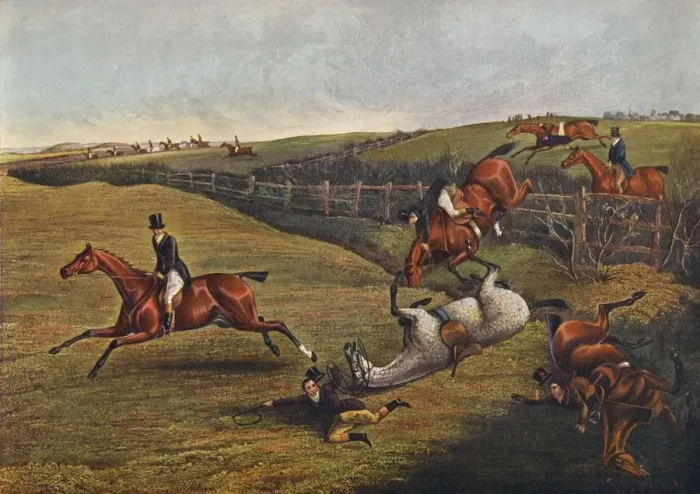 Framed Print : Plate V: Grand Leicestershire Steeplechase, 1829, 1830, (1922). Artist: Charles Bentley Framed Print : Plate V: Grand Leicestershire Steeplechase, 1829, 1830, (1922). Artist: Charles Bentley