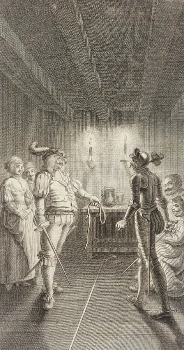 Framed Print : Plate XX from Life and Adventures of the Knight Don Quixote de la Mancha, 1780. Creator: Daniel Berger Framed Print : Plate XX from Life and Adventures of the Knight Don Quixote de la Mancha, 1780. Creator: Daniel Berger