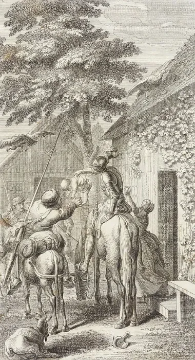 Framed Print : Plate XXIII from Life and Adventures of the Knight Don Quixote de la Mancha, 1780. Creator: Daniel Berger Framed Print : Plate XXIII from Life and Adventures of the Knight Don Quixote de la Mancha, 1780. Creator: Daniel Berger