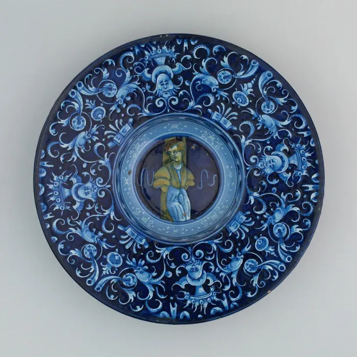 Framed Print : Plate with a Youth, Faenza, c. 1530. Creator: Unknown