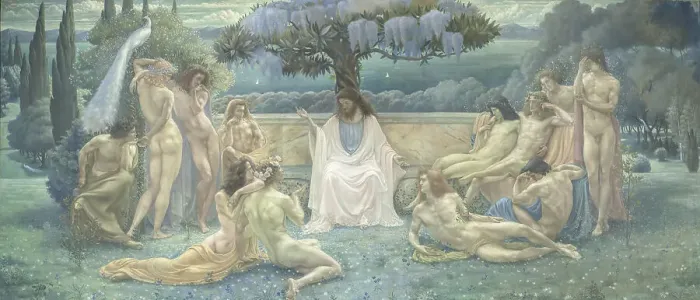 Framed Print : Platonic Academy. Creator: Delville, Jean (1867-1953) Framed Print : Platonic Academy. Creator: Delville, Jean (1867-1953)