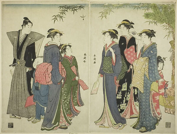 Playing Battledore and Shuttlecock on New Year's Day, c. 1785. Creator: Katsukawa Shuncho