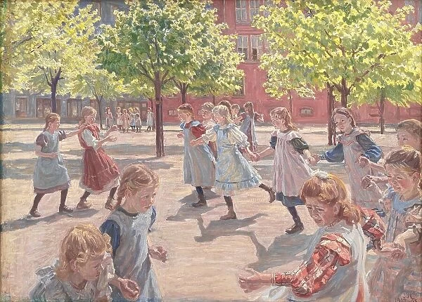 Playing Children, Enghave Square, 1907-1908. Creator: Peter Hansen