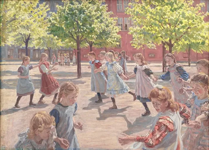 Framed Print : Playing Children, Enghave Square, 1907-1908. Creator: Peter Hansen Framed Print : Playing Children, Enghave Square, 1907-1908. Creator: Peter Hansen