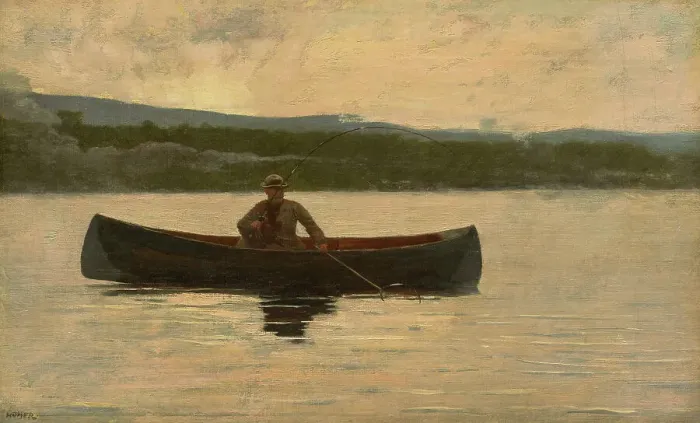 Framed Print : Playing A Fish, 1875, Reworked in 1890s. Creator: Winslow Homer Framed Print : Playing A Fish, 1875, Reworked in 1890s. Creator: Winslow Homer