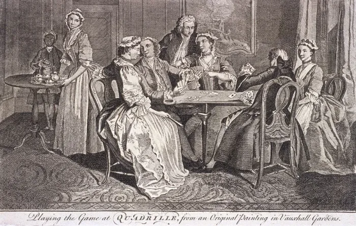 Framed Print : Playing the game at quadrille, c1745 Framed Print : Playing the game at quadrille, c1745