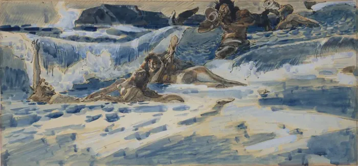 Framed Print : Playing naiads and tritons, 1896-1898. Artist: Vrubel, Mikhail Alexandrovich (1856-1910) Framed Print : Playing naiads and tritons, 1896-1898. Artist: Vrubel, Mikhail Alexandrovich (1856-1910)