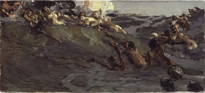 Framed Print : Playing naiads and tritons, 1899. Artist: Vrubel, Mikhail Alexandrovich (1856-1910) Framed Print : Playing naiads and tritons, 1899. Artist: Vrubel, Mikhail Alexandrovich (1856-1910)